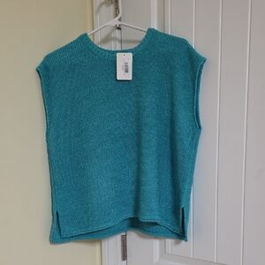 Teal Sleeveless Knit Top-light But Not Sheer